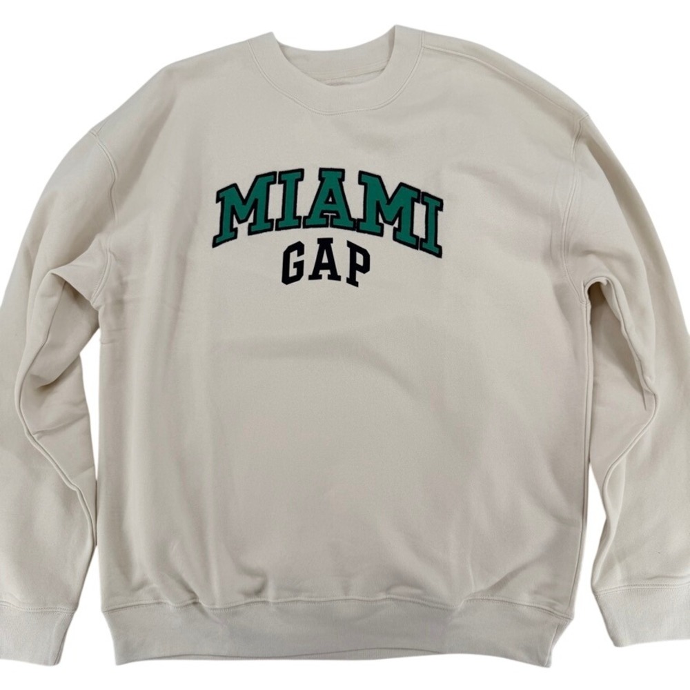 Gap Miami Logo Crewneck Sweatshirt Cream Size L NWT Casual